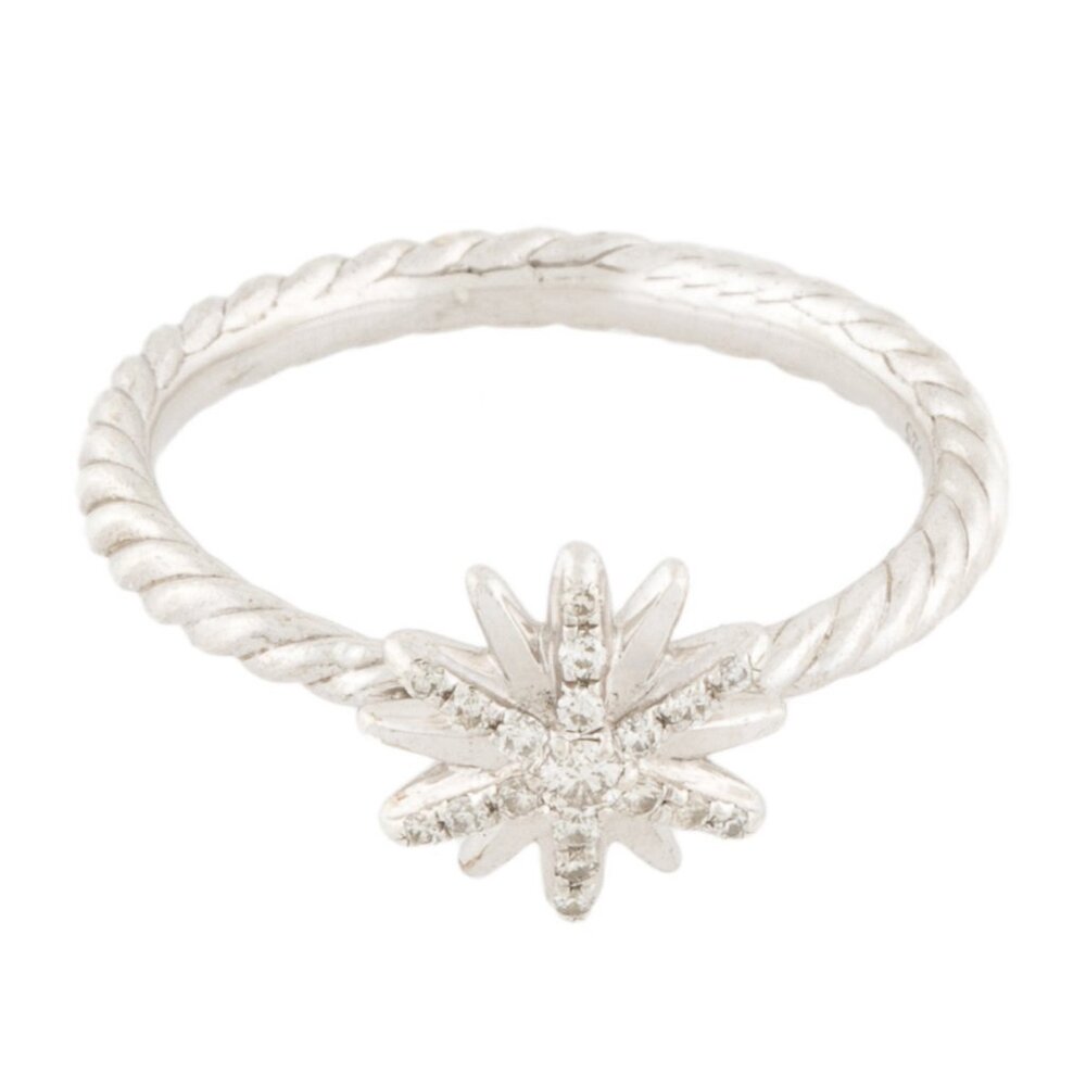 DAVID YURMAN DIAMOND STERLING SILVER STARBURST COCKTAIL RING - Picture 5 of 9